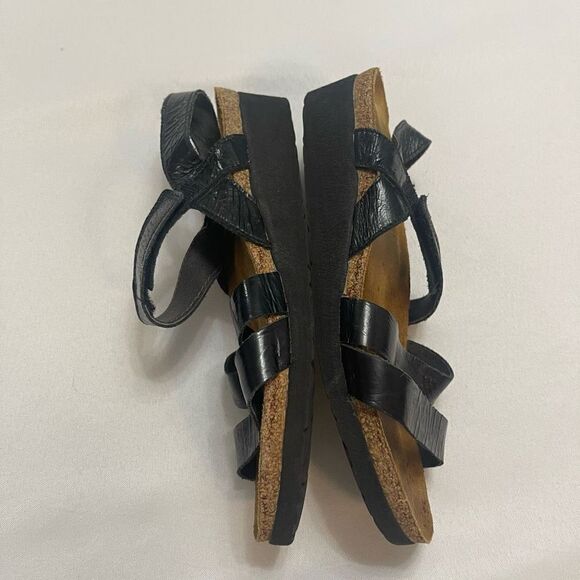 Naot Israel Sharon Black Thread Cork Leather Sandals Size 38 US 7 - Picture 7 of 8